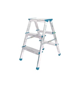 3+3 ÇİFT BASAMAKLI ALÜMİNYUM METAL MERDİVEN YÜKSEKLİK = 69CM BAŞ GENİŞLİK = 8CM (5343)