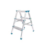 3+3 ÇİFT BASAMAKLI ALÜMİNYUM METAL MERDİVEN YÜKSEKLİK = 69CM BAŞ GENİŞLİK = 8CM (5343)