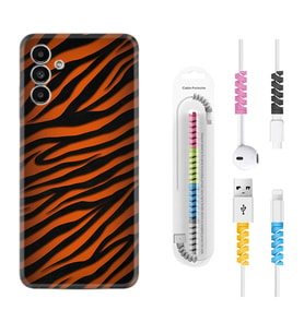 Samsung A23 A31 A32 A50 A51 A52 A53 A70 Kılıf Kablo Koruma Spiral Silikon Leopar Yeni 1676