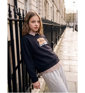 LCW Kids Lacivert Baskılı Kız Çocuk Sweatshirt