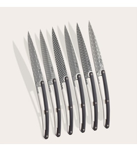 6 Deejo Steak Knives, Ebony Wood / Geometrie Bıçak Seti