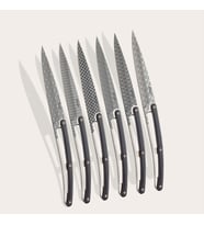 6 Deejo Steak Knives, Ebony Wood / Geometrie Bıçak Seti (Siyah-Gri)