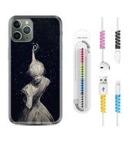 Apple iPhone 11 12 13 14 Pro Max Kılıf Kablo Koruma Spiral Silikon Star Woman 1332