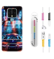 Tecno Camon 16 18P Pova 3 Pova Neo Kılıf Kablo Koruma Spiral Silikon Neon Cars 1724