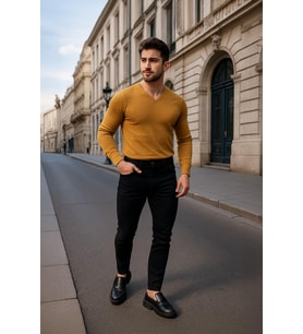 Erkek Koyu Lacivert Straight Fit Jean Pantolon (Açık Mavi)