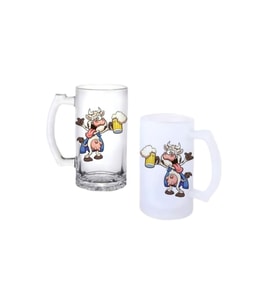 Ghostbastır Design Sarhoş İnek Kulplu Bira Bardağı Buzlu veya Şeffaf Seçenekli 0192