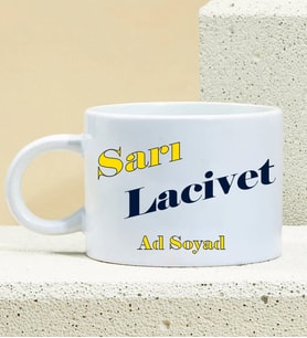 Kişiye Özel Sarı Lacivert Taraftar Tasarımlı Porselen Kupa Nescafe Fincanı