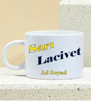 Kişiye Özel Sarı Lacivert Taraftar Tasarımlı Porselen Kupa Nescafe Fincanı