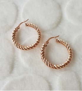 Rose İthal Burgu Halka Gümüş Küpe Çap 2,5 cm