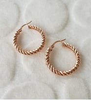 Rose İthal Burgu Halka Gümüş Küpe Çap 2,5 cm