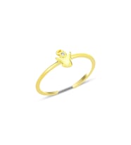 Gümüş altın yaldızlı zirkon taşlı alttan ayarlanabilir peri yüzük SGTL12227GOLD (Rose)