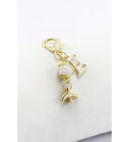 Metal E Harfi Minik Kırlangıç Doğal Taş Ay Taşı Klipsli Cüzdan Süsü Charm Gold Renkli Çanta, Fermuar Süsü