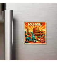 Vintage Roma Şehri Temalı Buzdolap Magneti – 9x9 cm