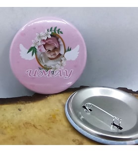 10 Adet Melek Konsepet Bebek Mevlüdü Rozeti Resimli Metal 6 cm İğneli Yaka Rozeti-
