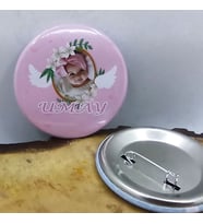 10 Adet Melek Konsepet Bebek Mevlüdü Rozeti Resimli Metal 6 cm İğneli Yaka Rozeti-