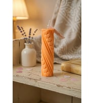 Ritmik Kalpler Mum - Mumelia Candles Doğal Soya, El Yapımı, Dekoratif - Turuncu