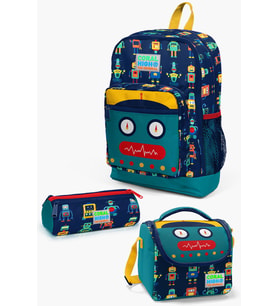 Coral High Kids Lacivert Çivit Robot Desenli 3’lü Okul Çanta Seti SET0123472