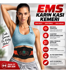 EMS Karın Kası Kemeri 30 Seviye 10 Mod Şarjlı Kas Stimülatörü 40 cm Uzatma Aparatı