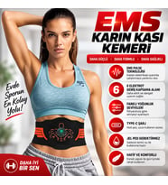 EMS Karın Kası Kemeri 30 Seviye 10 Mod Şarjlı Kas Stimülatörü 40 cm Uzatma Aparatı