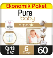Pure Baby Organik Bebek Bezi Ekonomik Paket 6 Beden 60 Adet