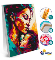 Sayılarla Boyama Kasnaklı Tablo Seti Fırça Boya Dahil Anne Çocuk Temalı