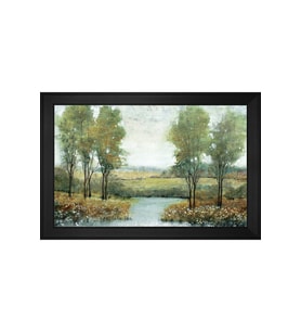 Soyut Manzara Motifli Kanvas Tablo 80 x 110 cm Siyah Çerçeve
