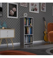 Kenzlife kitaplık süper ga 090*40*19 gri 3 katlı tek bölme ofis mutfak banyo dolabı arkalıksız (Karışık)