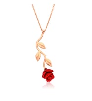 925 Ayar Gümüş Rose Kırmızı Gül Kolye