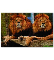 Cakapuzzle  İki Aslan  Puzzle Yapboz MDF (Ahşap) (120 Parça)