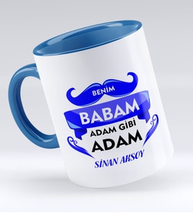 BK Gift Kişiye Özel Benim Babam Adam Gibi Adam Tasarımlı Mavi Kupa Bardak - Model 1