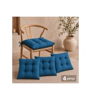 4'lü Sandalye Minderi 40x40 cm Koyu Turkuaz Bağcıklı Oturma Minderi