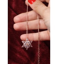 Yıldız Kolye Baget Silver Beyaz 925 Ayar Gümüş Zincir Kolye (Rose)