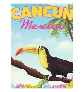 Cancun Meksika Seyahat Afişi Tablo Ahşap Poster Dekoratif