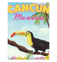 Cancun Meksika Seyahat Afişi Tablo Ahşap Poster Dekoratif