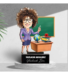 Kişiye Özel Biricik Öğretmenim Karikatürlü Biblo