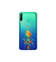 Huawei P40 Lite E ile uyumlu Splash ahtapot tasarımlı şeffaf silikon kılıf