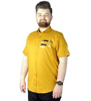 Mode XL Büyük Beden Gömlek Baskılı Play 22365 Hardal