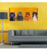 Sevimli Kediler Yağlıboya Kanvas Tablo 60 x 120