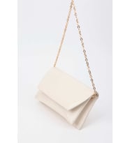 Kadın Krem Zarf Tasarım 2 Bölmeli Mini Zincir Askılı Çıt Çıt Kapama Clutch Ve El Çantası