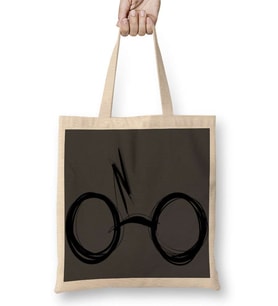 Sketchy Harry Potter Gözlüğü Bez Çanta Uzun Saplı