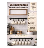 8 Kancalı Yapışkanlı Askı Aparatı