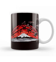 Japanese Art Volcano Stork Crane Japan Art Sakura Mountains Kupa Bardak Porselen