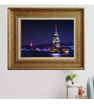 Gold Altın Kalın Çerçeveli Paspartulu Tablo vvb751