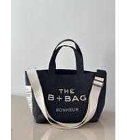 The B+Bag Bonhèur El ve Omuz Çantası Mumlu Kanvas Çanta (Antrasit) (Beyaz)