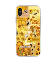 Iphone X ve XS Uyumlu Sunshine Arı Kolaj Tasarımlı Şeffaf Telefon Kılıfı