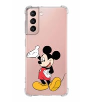 Samsung Galaxy S21  Köşe Korumalı Antişok Kapak Mickey Mouse Tasarımlı Şeffaf  Kılıf
