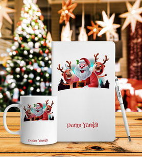 Yılbaşı İçin Kişiye Özel Defter Kalem & Kupa Hediye Seti