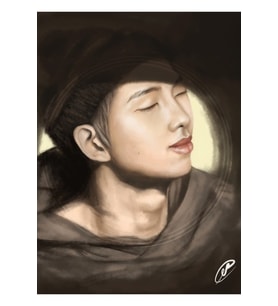 Rm (bts) - Kahverengi Portre Tablo Ahşap Poster Dekoratif Kod1248