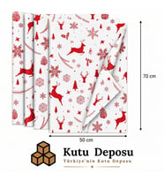 50x70 cm Beyaz Yeni Yıl Desenli Pelur Kağıt (1KG)