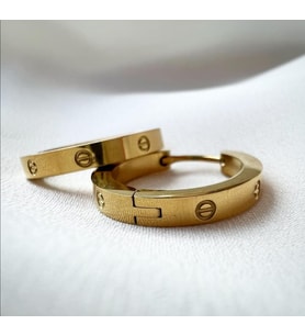 Cartier Model 14 Ayar Altın Kaplama Halka Çelik Küpe
